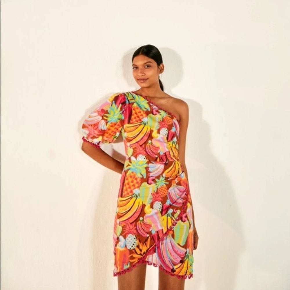 Farm Rio one shoulder mini dress. NWT